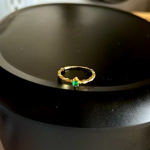 Emerald and Diamond ring Sterling 925